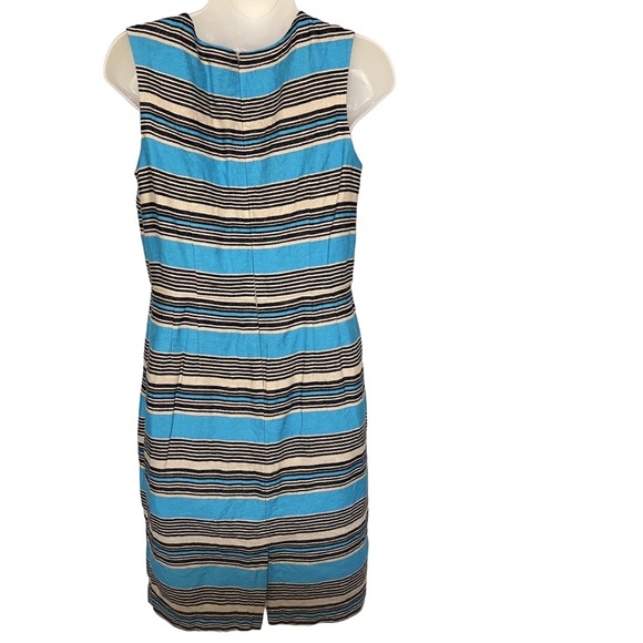 The Limited 8 Linen Cotton Sheath Sleeveless Dress Blue Tan Black - Picture 2 of 8